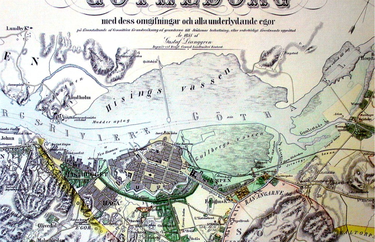 Gammal karta över Göteborg